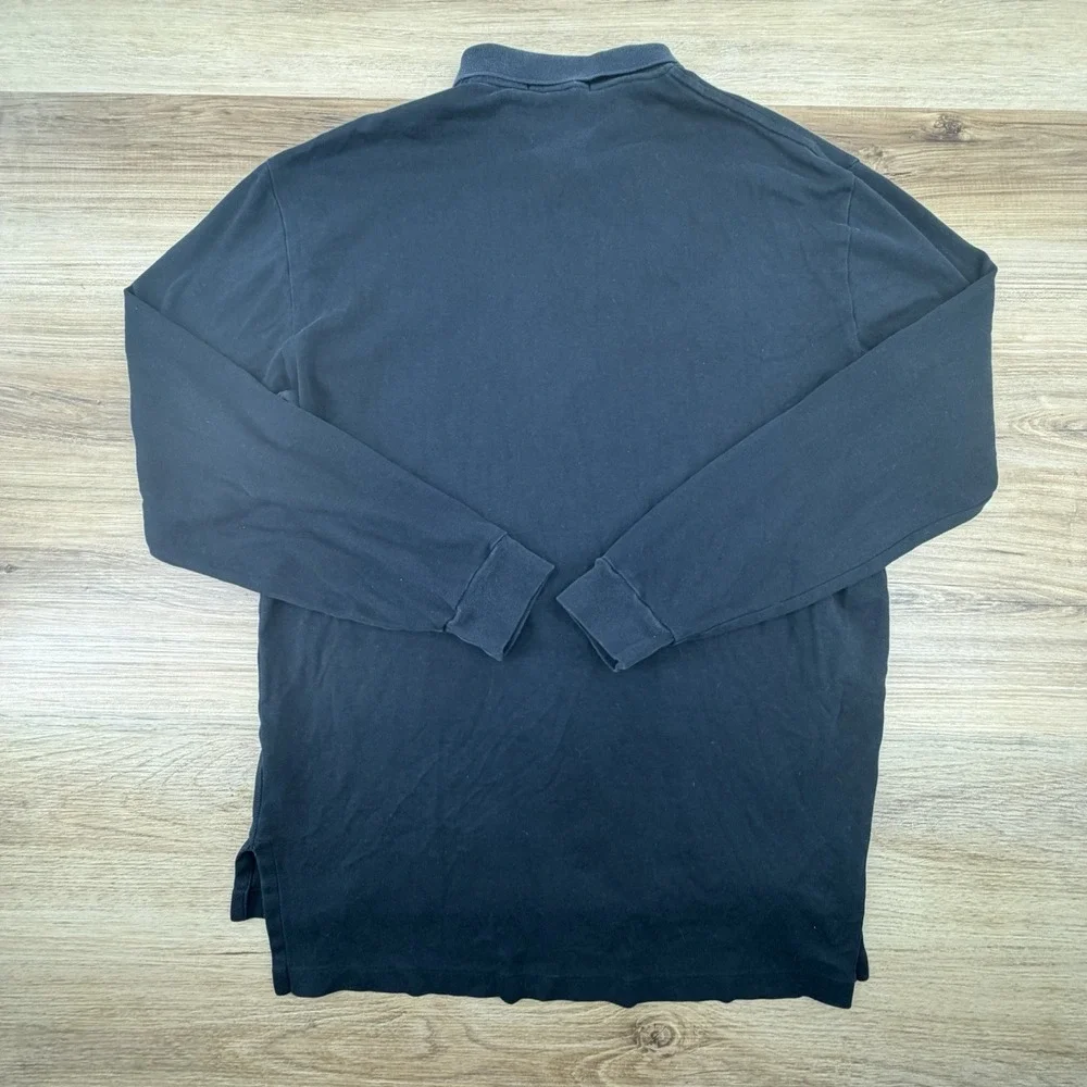 Ralph Lauren Polo‎ Shirt Mens Large Black Long Sleeve Pony Solid Cotton Vintage